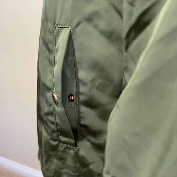 Wishlist women green long  zipper bomber  jacket  goth chic anime size L preppy - Picture 8 of 16